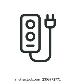 Power strip isolated icon, extension socket vector icon with editable stroke