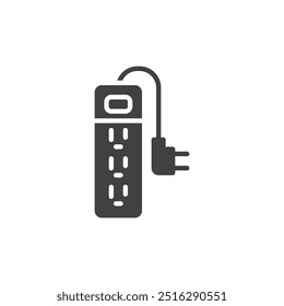 Power strip with multiple outlets vector icon. filled flat sign for mobile concept and web design. Power Strip glyph icon. Symbol, logo illustration. Vector graphics