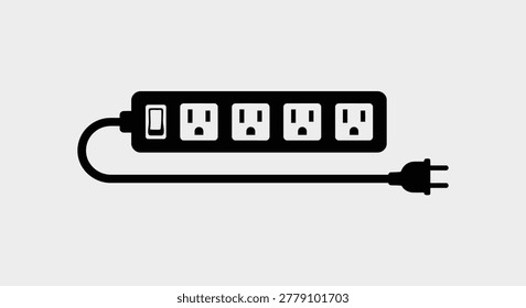 power strip with outlets and cord black silhouette