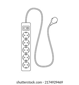 Power Strip Outline Icon Illustration on White Background