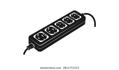 Power strip with six outlets black silhouette