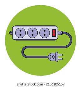 Power strip for supplying electricity through an outlet. flat vector illustration