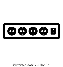 Power strip vector icon shows multiple socket connections, electricity and energy supply in modern design.