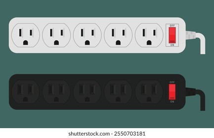 Power strips with outlets of type B. Vector illustration