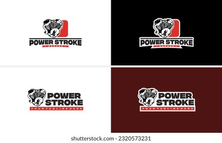 Power stroke diesel engine garage ready made logo template, Diesel engine logo vector workshop automotive