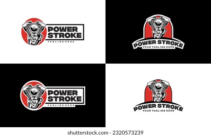 Power stroke diesel engine garage ready made logo template, Diesel engine logo vector workshop automotive