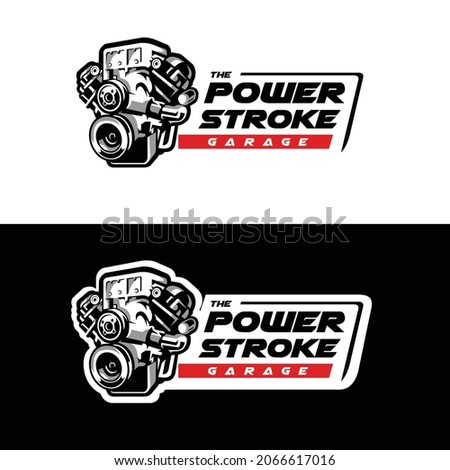 Power stroke diesel engine garage ready made logo template