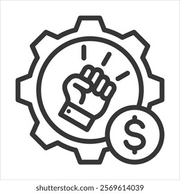 Power Struggle Outline Icon Vector Illustration