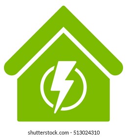 Power Supply Building vector icon. Flat eco green symbol. Pictogram is isolated on a white background. Designed for web and software interfaces.