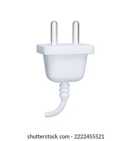 Power supply cord with plug 3d icon. Connecting electrical equipment to an electrical socket. Isolated object on transparent background