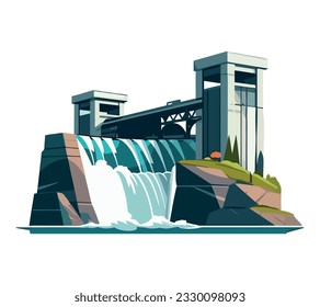 power supply flowing waves generate electricity over white