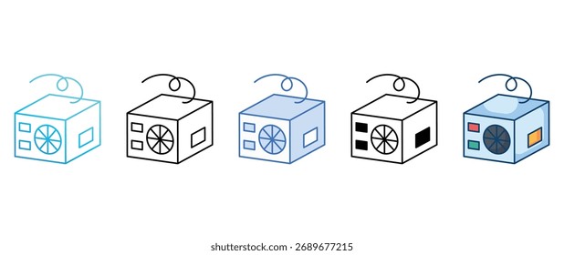 Power Supply icon set multiple style collection