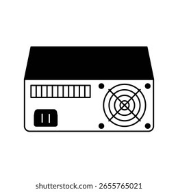 Icono de fuente de alimentación con fondo blanco Vector Ilustración de stock