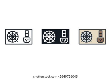 power supply icons isolated on White Background. Flat style design,symbol collection