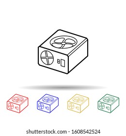 Power supply multi color style icon. Simple thin line, outline vector of computer parts icons for ui and ux, website or mobile application