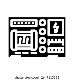 power supply section board glyph icon vector. power supply section board sign. isolated symbol illustration