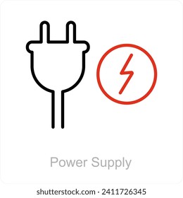 Power Supply and socket icon concept