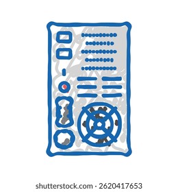 Herramienta de fuente de alimentación Vector de dibujo de iconos de doodle de trabajo. Muestra de trabajo de la herramienta de fuente de alimentación