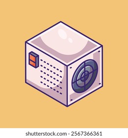 Power Supply Unit Cartoon Vector Icon Illustration. Computer hardware object icon concept. Flat cartoon illustration.