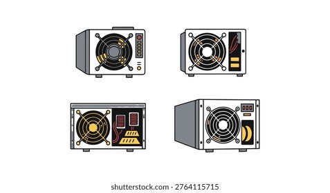Power Supply Unit Line art simple color shapes illustration