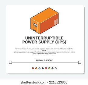 Power Supply UPS Lead Acid Battery Simple Vector Editable Stroke
