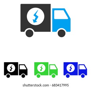 Power Supply Van vector pictograph. Illustration style is a flat iconic colored symbol with different color versions.