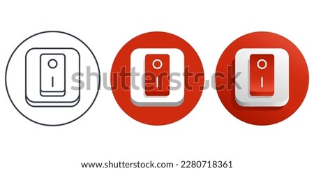 Power Switch icon in 3 versions - color, flat, outline. Turn On or Off