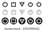 Power switch icon set power switch in different shape vector illustration isolated on white background.