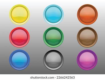 Power Switch icons vector buttons. Colorful push buttons.