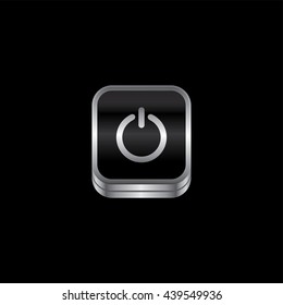 power switch metal plate theme icon button vector art illustration