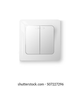 Power switch with two buttons, off position, realistic 3d object, vector illustration, isolated on white background, eps 10