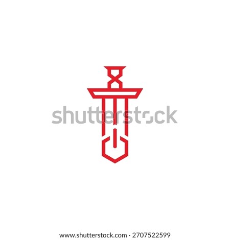 Power of the sword logo design concept.