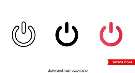 Power symbol icon of 3 types: color, black and white, outline. Isolated vector sign symbol.