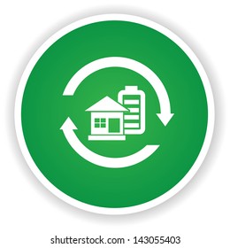 Power symbol on green button,vector