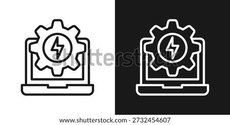 Power System Icon In Black And White Line Style