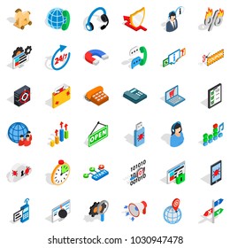 Power system icons set. Isometric set of 36 power system vector icons for web isolated on white background
