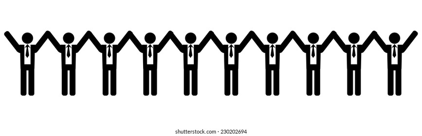 power of teamwork : businessman group on white background
