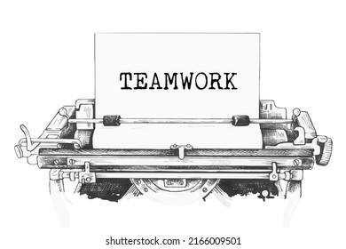 POWER OF TEAMWORK typed words on a old Vintage Typewriter.