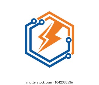 Power Tech Logo Template Design Vector, Emblem, Design Concept, Creative Symbol, Icon