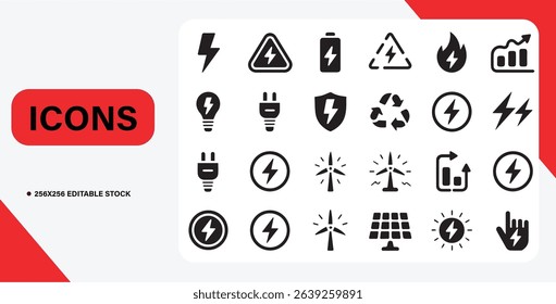 power and Technology icon set