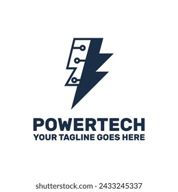 power technology logo template, a power icon with tech circles