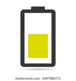 Icono de la sombra de la tecnología de potencia, diseño de la forma del Web de la batería, Ilustración vectorial del nivel de energía .