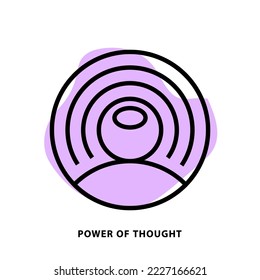 Power of thought linear icon design for application or web design template. Vector thoughts line icon with blot shape background.