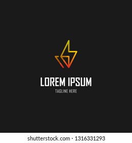 Power Thunder Bolt Outline Abstract Creative Modern Business Logo