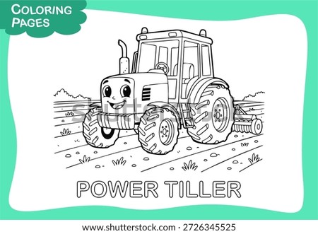 Power tiller vector design illustration character for coloring pages of kindergarten 