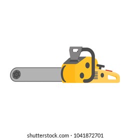 Power tool - chainsaw on a white background. Vector illustration in a flat style