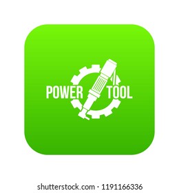 Power tool factory icon green vector isolated on white background