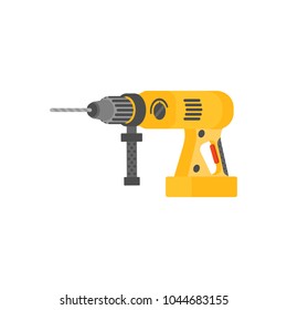 Power tool - hammer drill on a white background. Vector illustration in a flat style