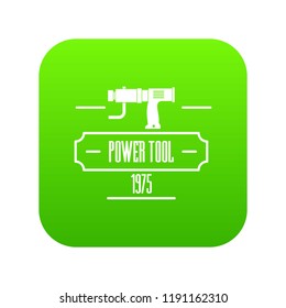 Power tool icon green vector isolated on white background