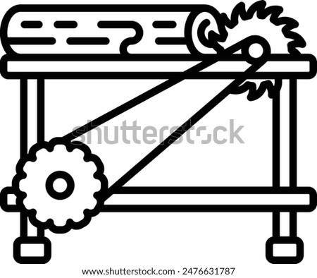 Power Tool Working with circulation saw vector icon design, timber and lumber Symbol, Forestry and Deforestation Sign forest farming and woodland, Auto Feeding Wood Log Sawing Cutting Machine concept